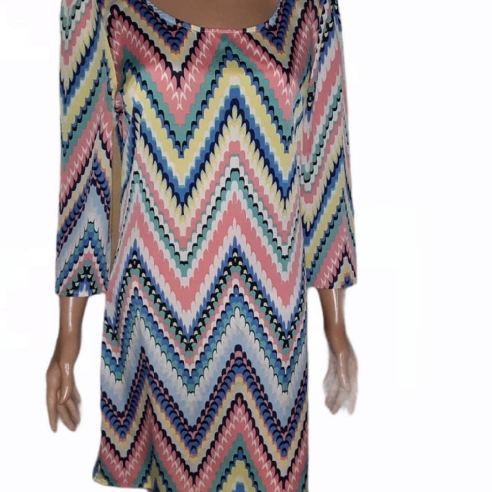 Multicolored polyester Chevron dress. Yeats. Size:large